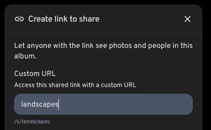 Custom URLs for shared links