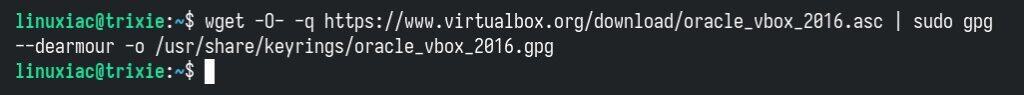 Import VirtualBox’s repository GPG Key.