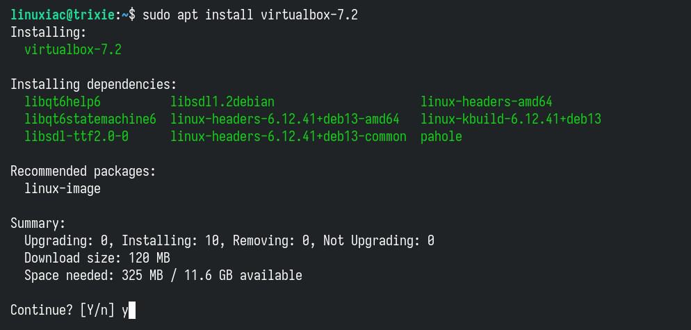 Installing VirtualBox on Debian 13 "Trixie".