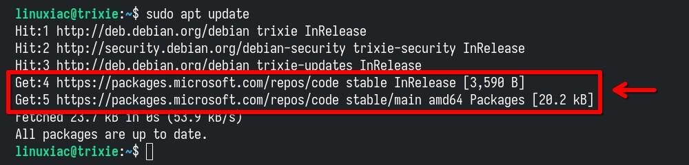 Updating the list of available packages.