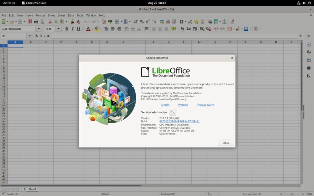 LibreOffice 25.8 Calc
