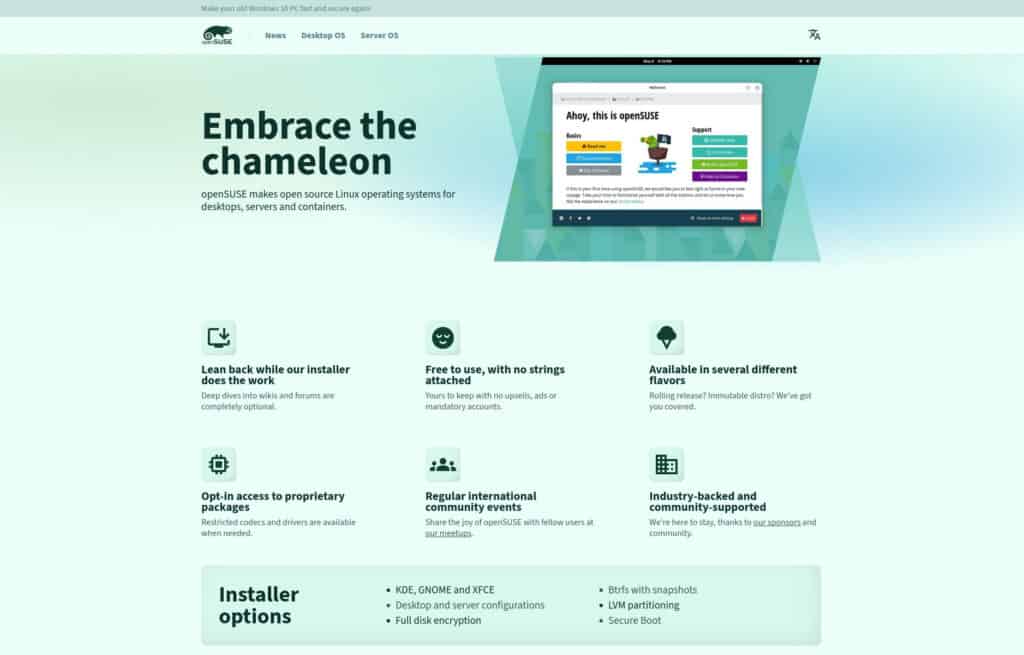The new openSUSE website.