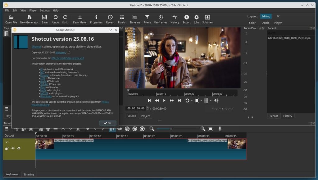 Shotcut 25.08 Video Editor