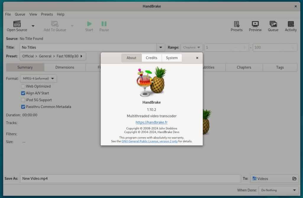 HandBrake 1.10.2 Video Transcoder