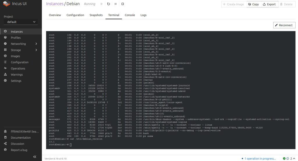 Incus Web Management UI