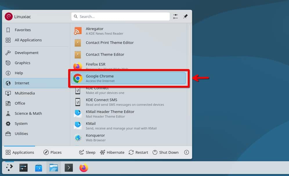 Starting the Google Chrome browser.
