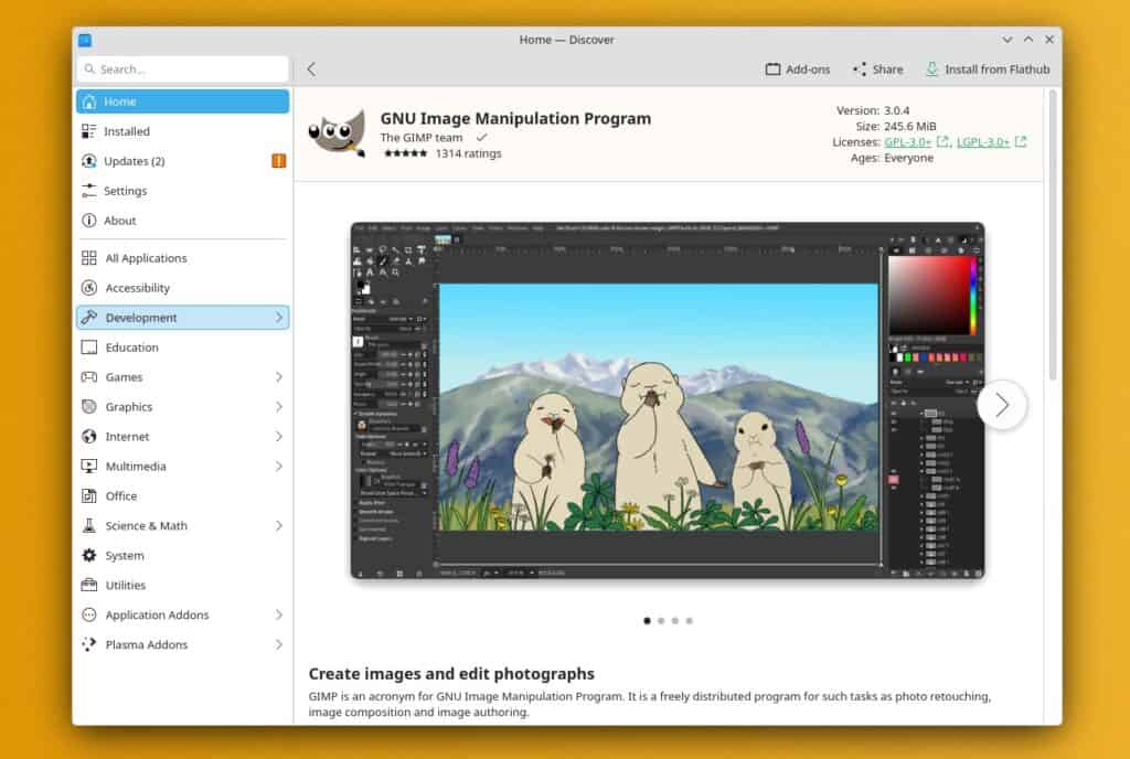 The main way to install software in KDE Linux is with Flatpaks.