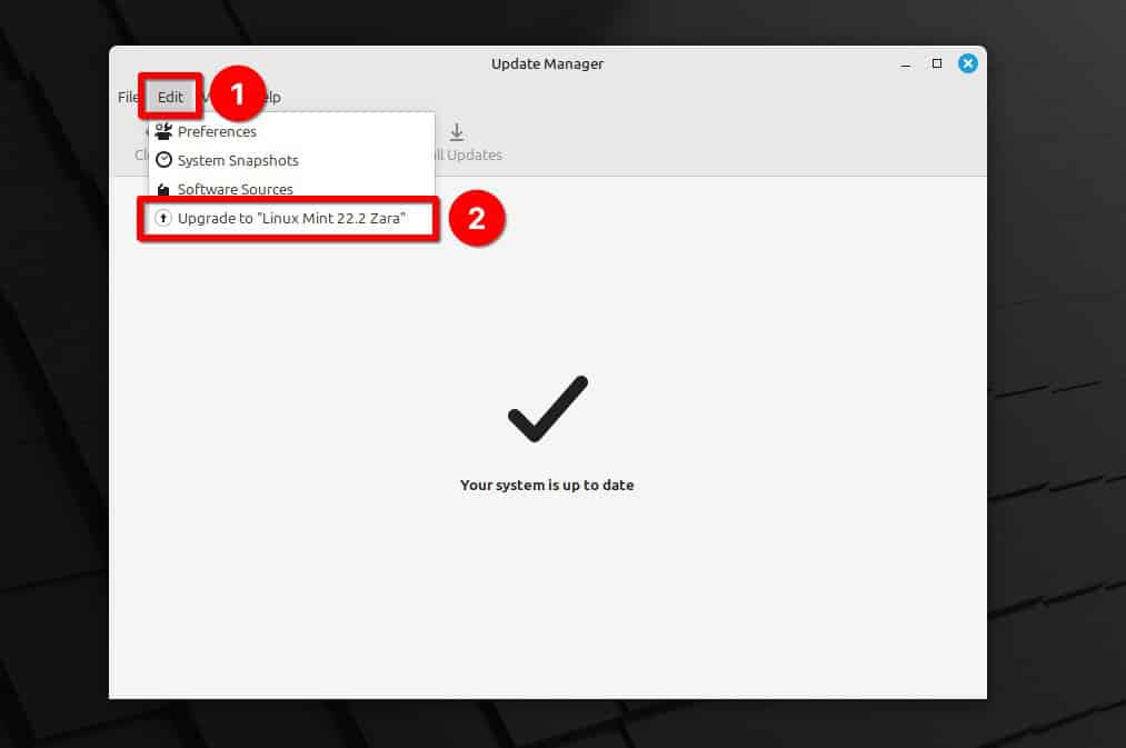 Start the mintupgrade tool.