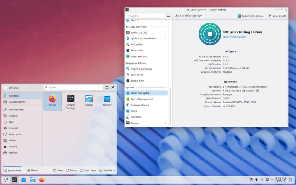 KDE Plasma 6.4.5 Desktop Environment 