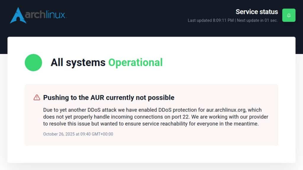 Pushing to the AUR repo is currently not possible for users.