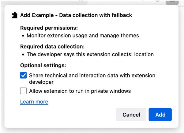 Відтепер всі нові розширення Firefox повинні чітко заявляти про збір даних.