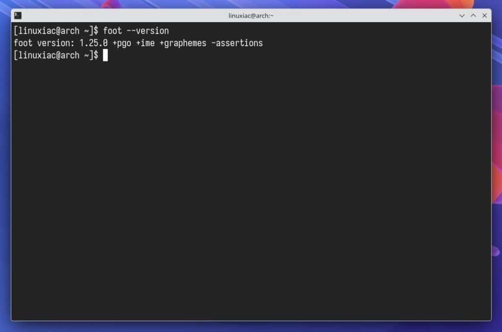 Foot terminal emulator, KDE Plasma desktop environment