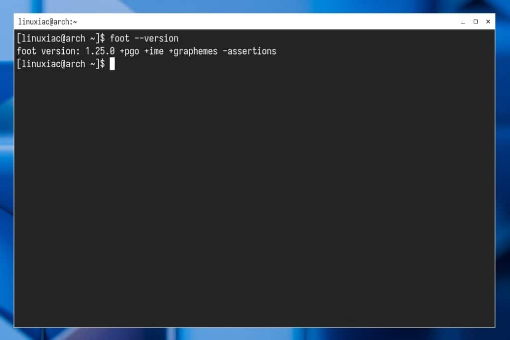 Foot terminal emulator, GNOME desktop environment