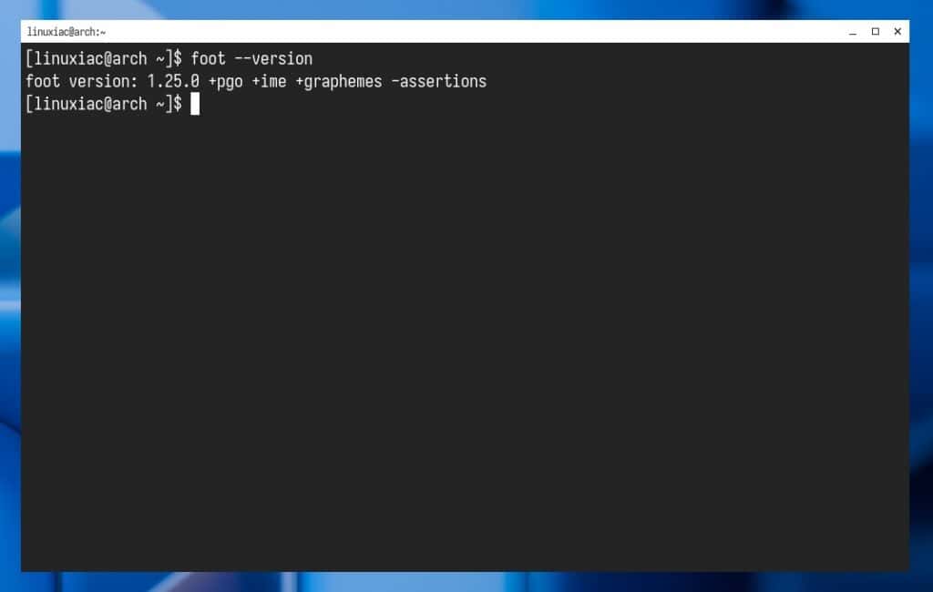 Foot terminal emulator, GNOME desktop environment