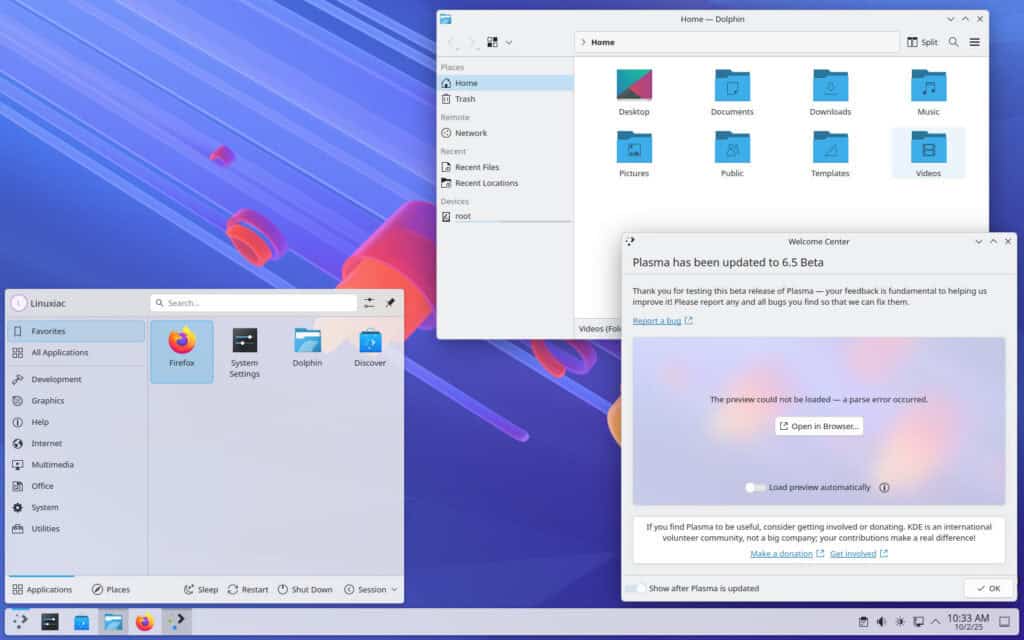 KDE Plasma 6.5 Desktop Beta