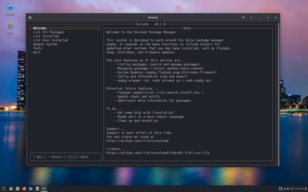 Solseek is a new TUI-based package manager for Solus Linux.
