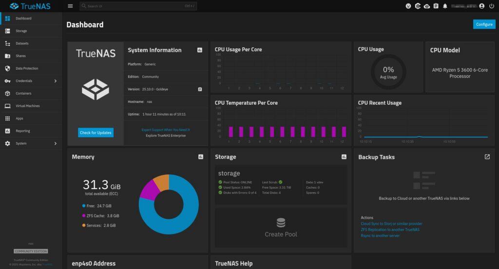 TrueNAS 25.10 (Goldeye) Open-Source NAS