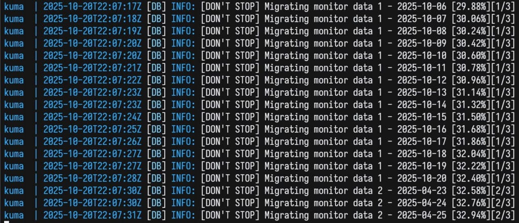 Uptime Kuma migration from v1.x to v2.