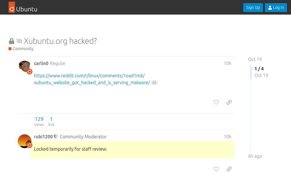 The topic has been locked temporarily for staff review on Ubuntu's Discourse forums.