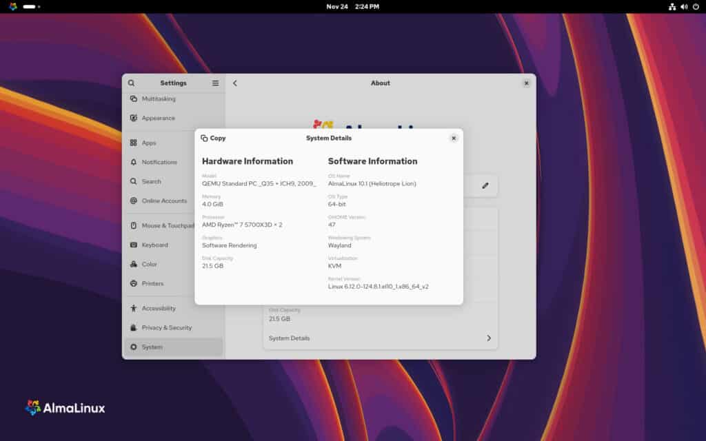 AlmaLinux 10.1 (Heliotrope Lion)