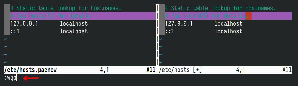 Write all the changes and quit.