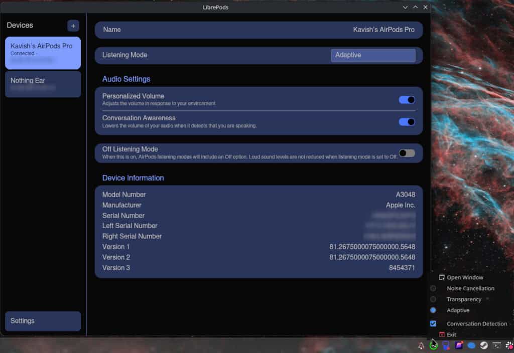 The LibrePods app brings full AirPods support to Linux.