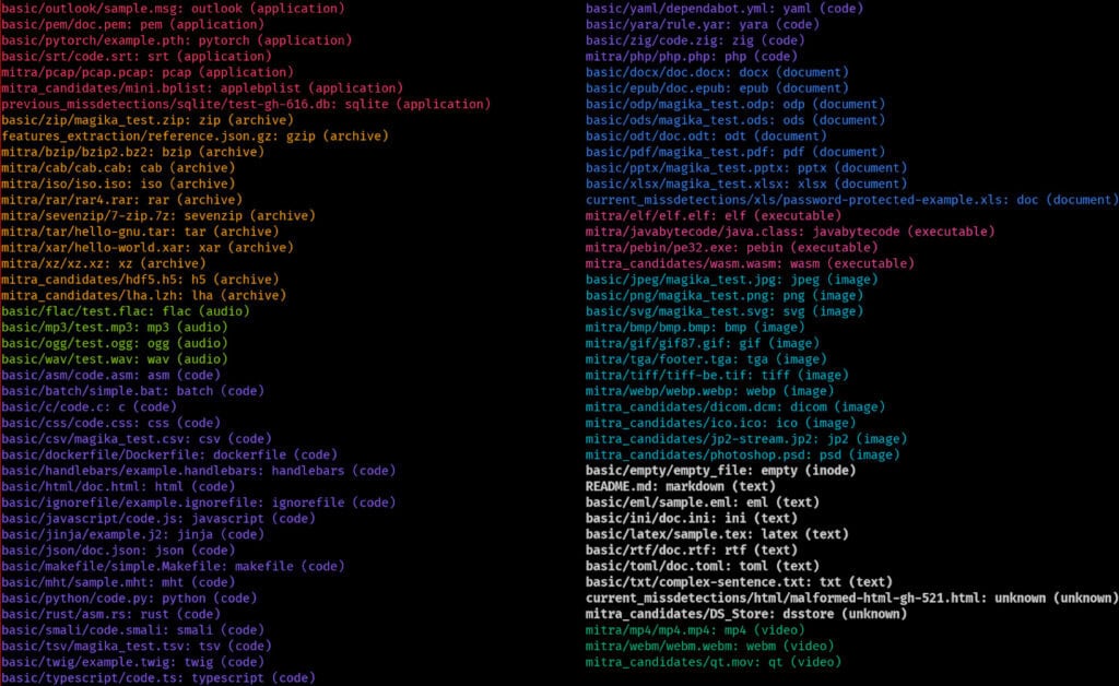 Magika file identification tool.
