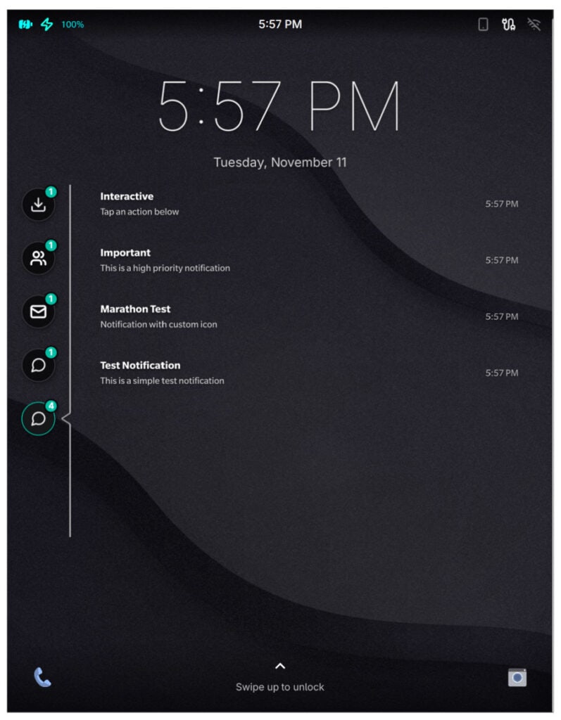 Marathon OS lock screen notifications.