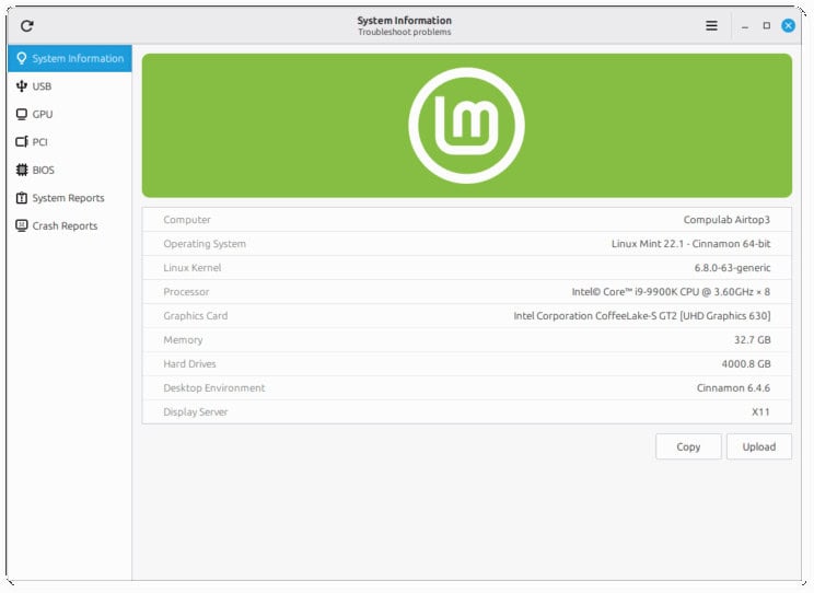 Mint's System Information app.