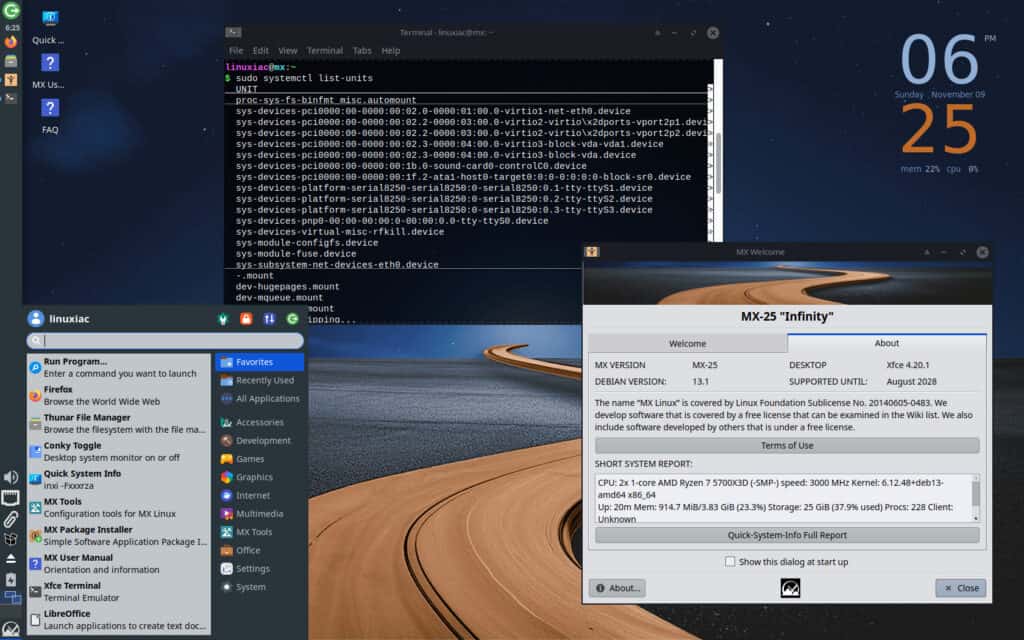 MX Linux 25 'Infinity' Xfce Edition