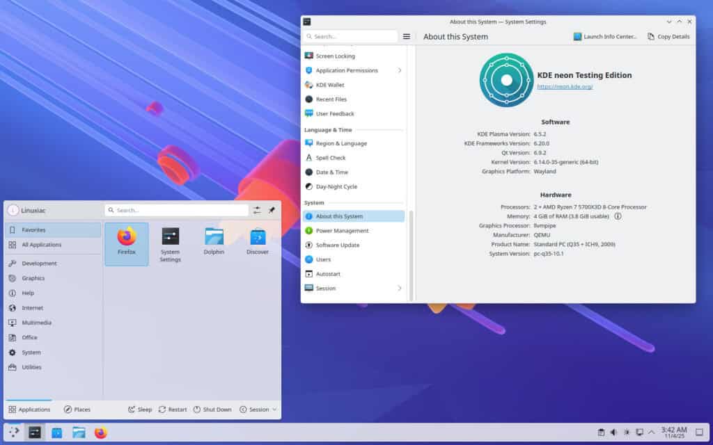 KDE Plasma 6.5.2 desktop environment