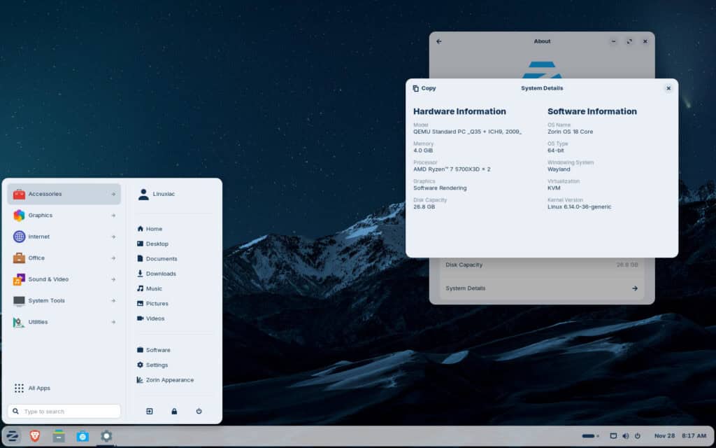 Zorin OS 18 successfully upgraded from 17.