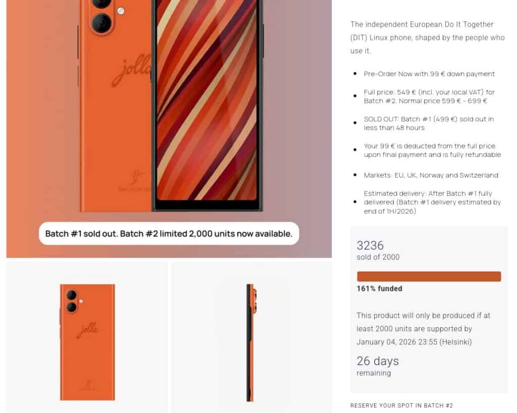 The new Jolla Linux phone reaches its production target as thousands of supporters join the community-led effort.