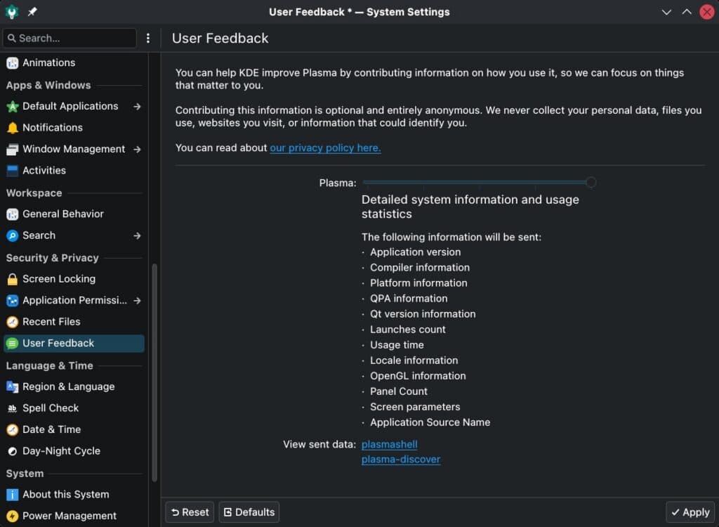 Detailed system information.