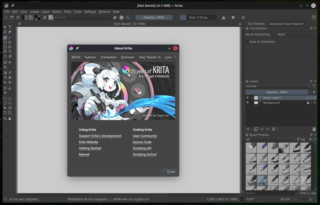 Krita 5.2.14 digital painting app.