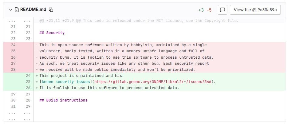 Libxml2 development stops, leaving major projects at risk.