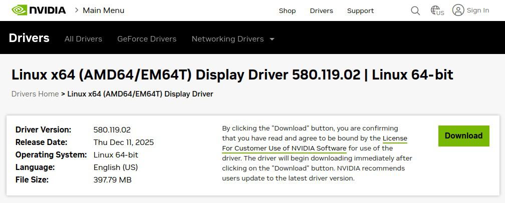 NVIDIA Linux display driver 580.119 is now available for download.