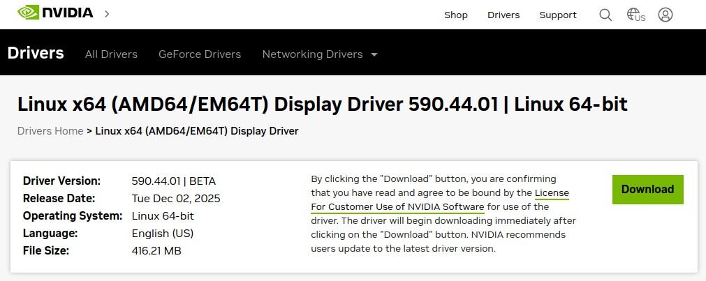 NVIDIA Linux display driver 590.44 Beta is now available for download.
