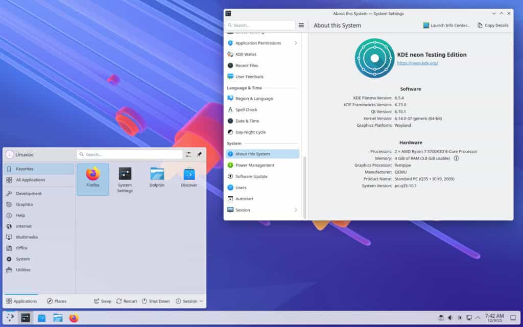 KDE Plasma 6.5.4 Desktop