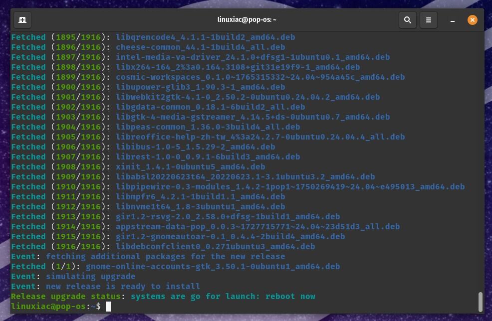 Restart your system to continue the update process.