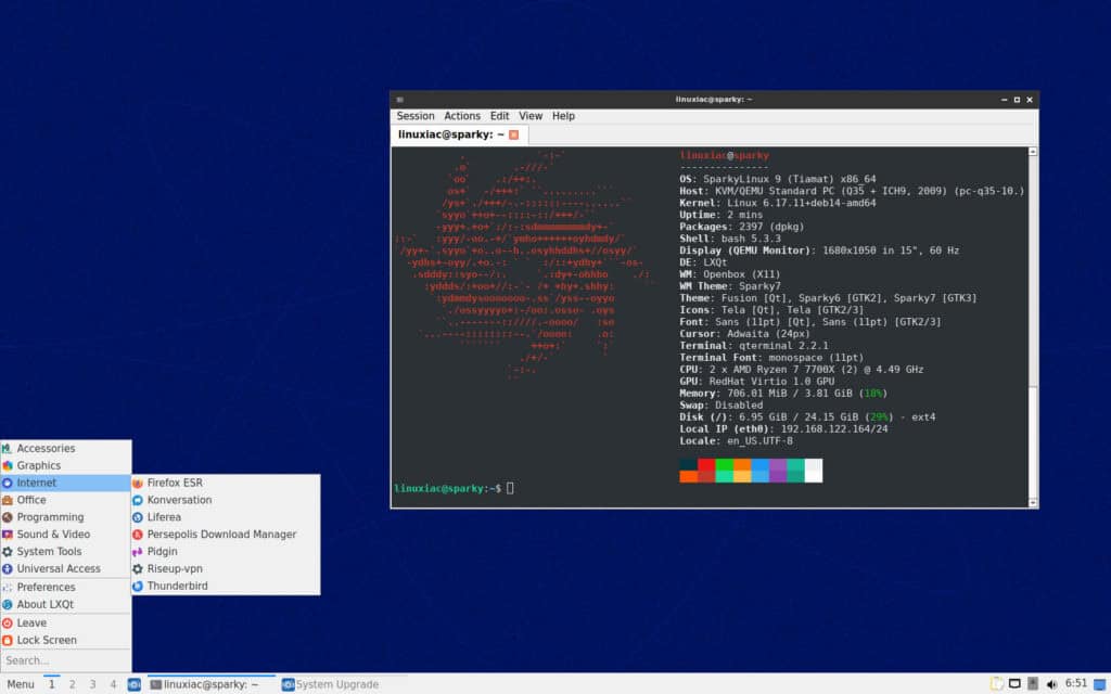 SparkyLinux 2025.12 LXQt 桌面