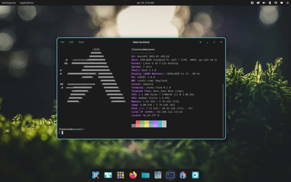 COSMIC Desktop on AerynOS