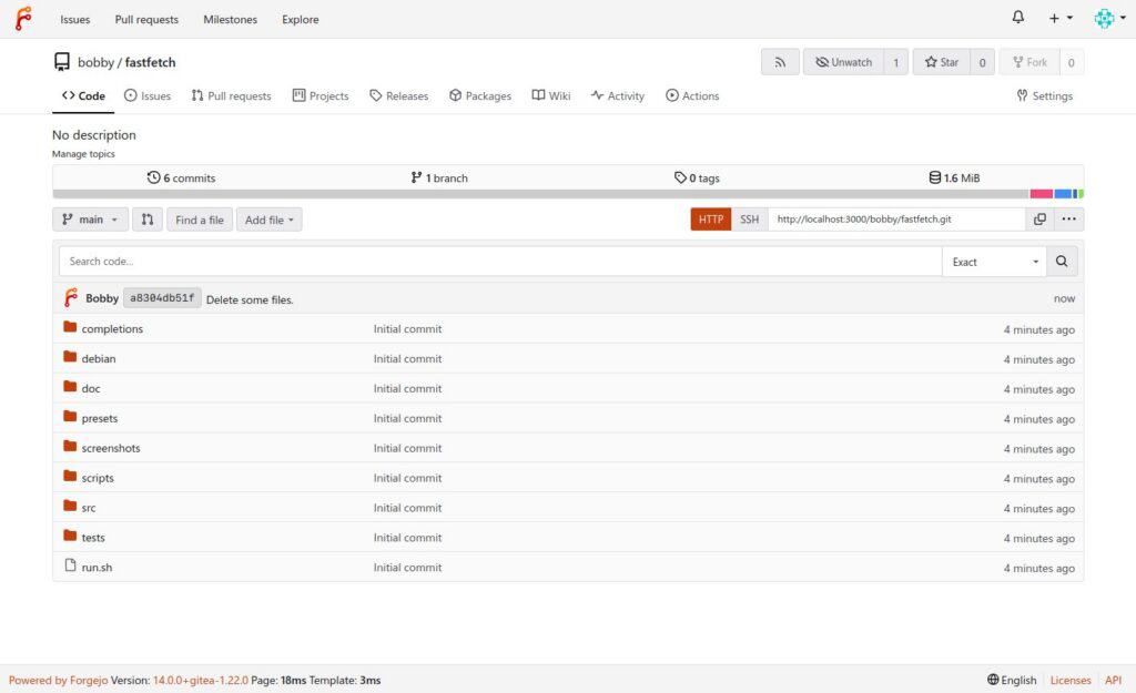 Forgejo 14.0 Git-based forge platform.