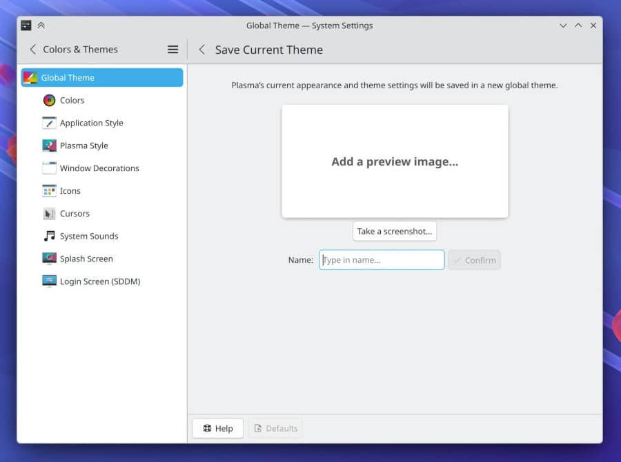 KDE Plasma 6.6 introduces the ability to save current visual settings as reusable global themes.