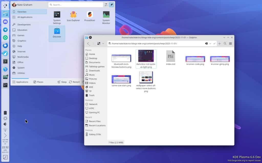 KDE Plasma 6.6 without borders around frames.