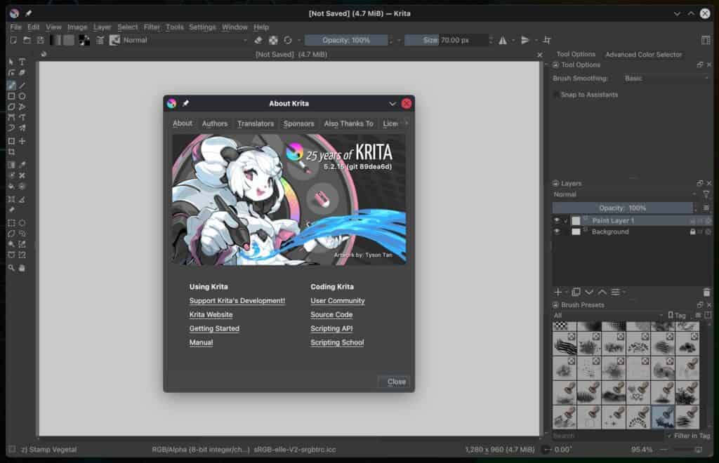 Krita 5.2.15 digital painting app.