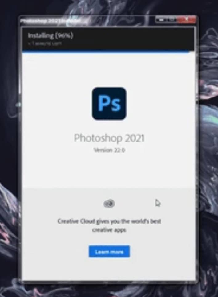 Adobe Photoshop 2021 installers successfully completed on Linux.