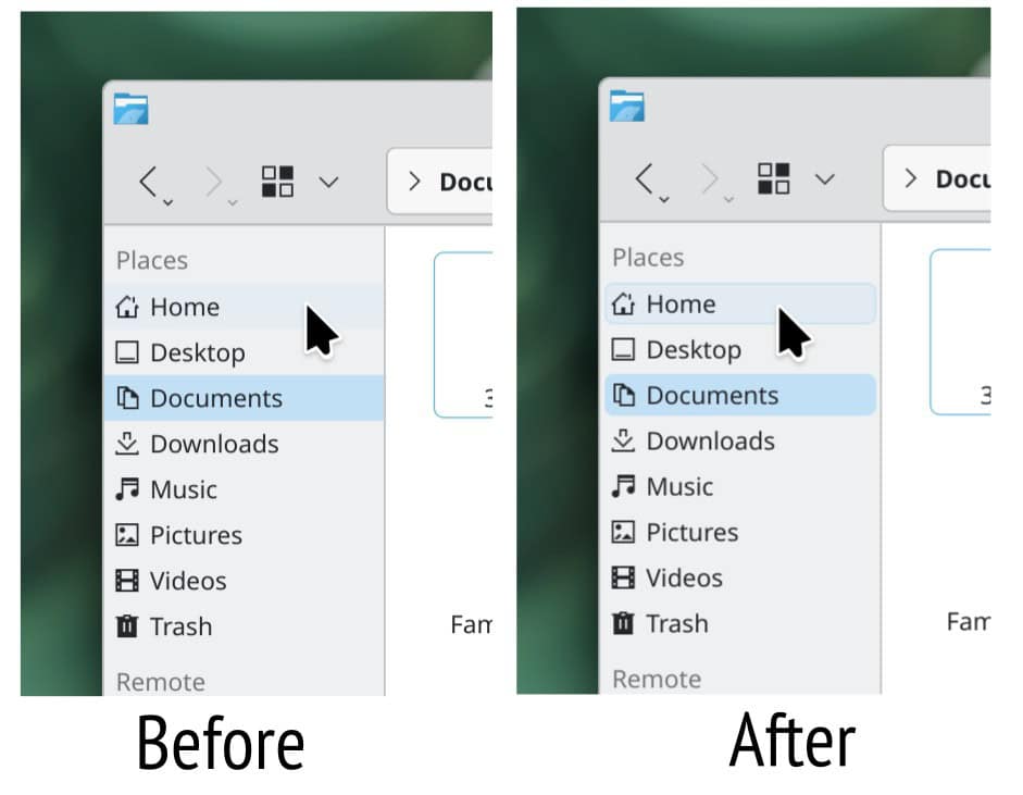 KDE Plasma 6.7 will introduce rounded highlights.