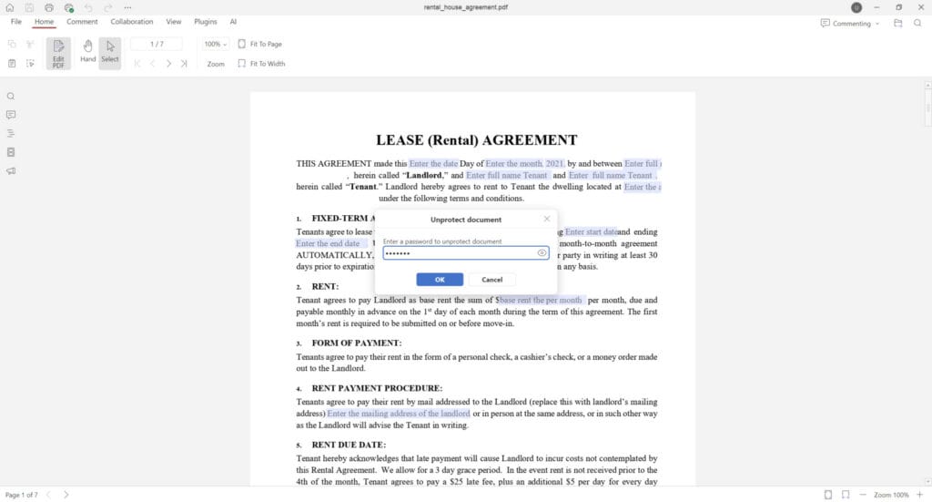 Edit password-protected PDF files.