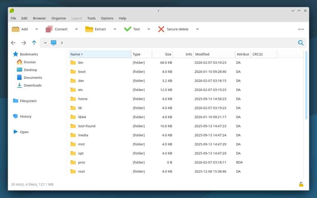 PeaZip 10.9 open-source file archiver.